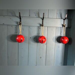 Festive Red Jingle Bell Ornaments - Set of 3